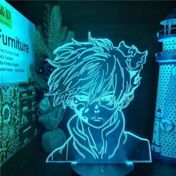 My Hero Academia Todoroki Shoto Ild & Is Anime LAMPE Boku no Hero Academia Lampara Natlys til Julepynt, 16 Farver, med