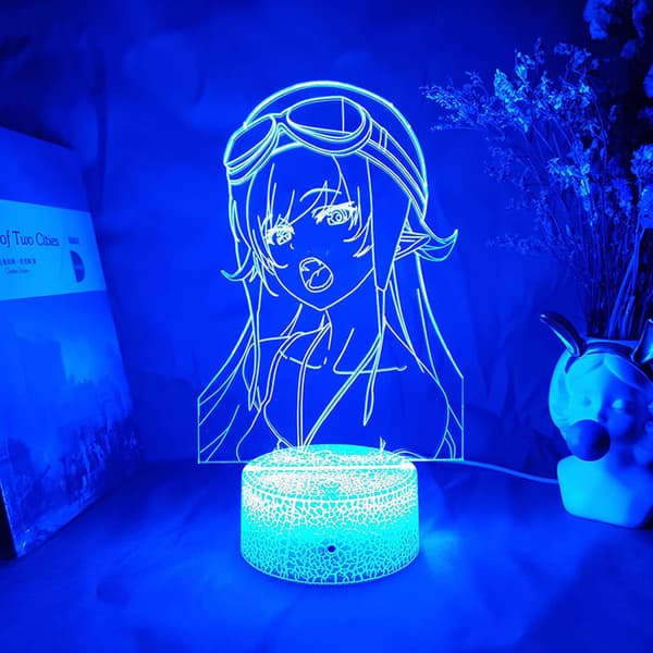 WJ Anime Led Natlys Bakemonogatari til Soveværelsesindretning Gave Farverigt Natlys Manga 3D Lampe Bakemonogatari