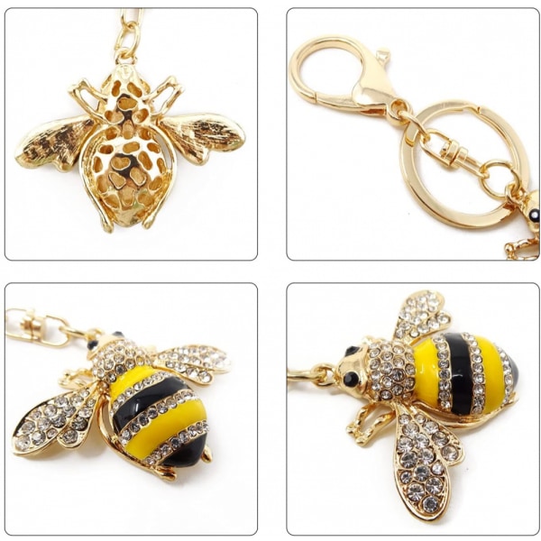 1 ST Rhinestone Little Bee Nyckelring Humla Bee Sparkling Keyring Djur Nyckelring Dekor i en låda för väska Plånbok