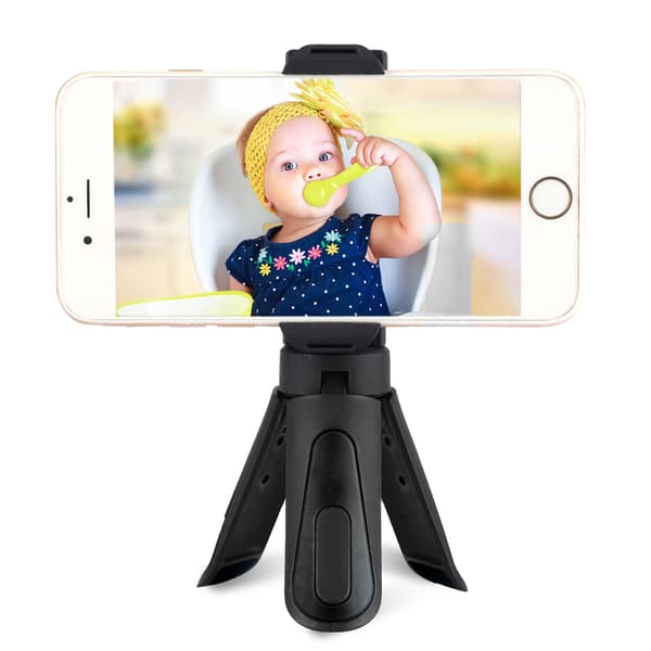 Mini Smartphone Klemme Clip Sammenfoldelig Telefon Stabil Holder Stativ (Sort)