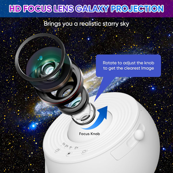 Galaxy Projektor, 13 i 1 HD Planetarium Galaxy Stjerneprojektor til Soveværelse, 360° Roterende Stjerneprojektor Galaxy Lys med Justerbar White
