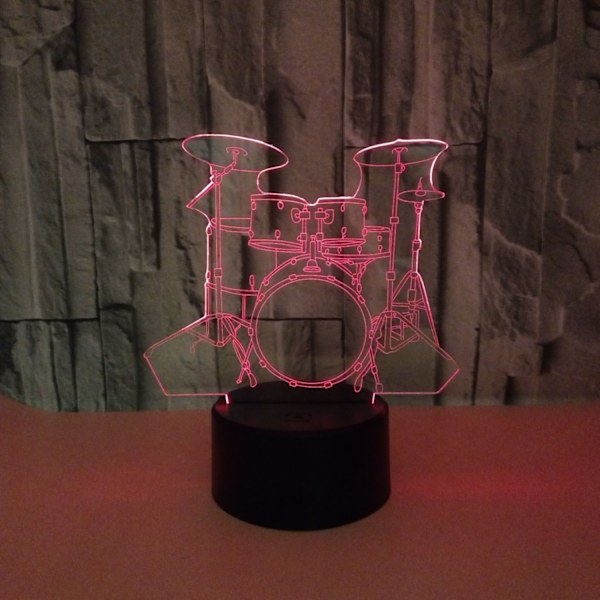 JUSTUP 3D trommesæt natlys berøring bord skrivebord optisk illusion lamper 7 farve skiftende lys hjem dekoration jule fødselsdag gave（Stil 20）