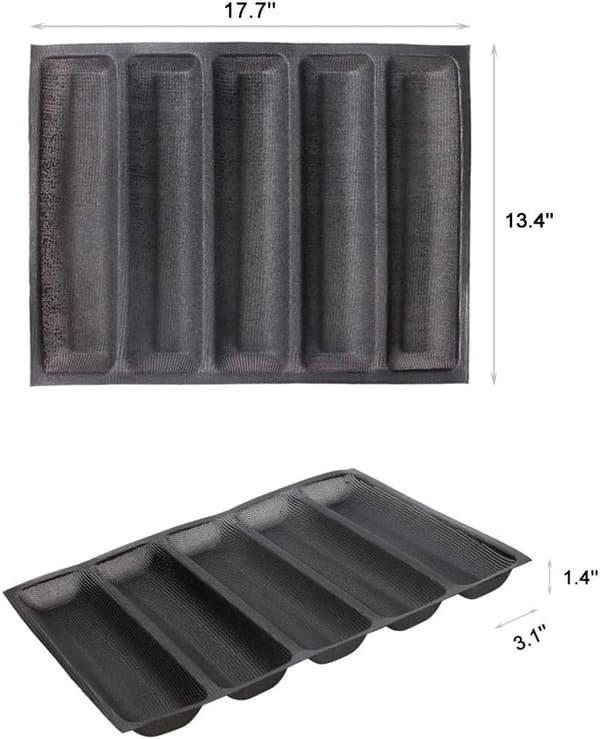 Silikone Perforerede Bageforme Sandwichform Fransk Baguette Brødform Madmåtte 5 Brød Non-Stick Bageforinger