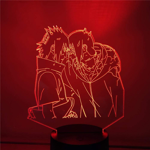 3D Illusion Lampe Anime Naruto LED Uchiha Itachi Sasuke 3D Natlampe Bordlampe Anime Luminaria Lampara Kreativ Gave