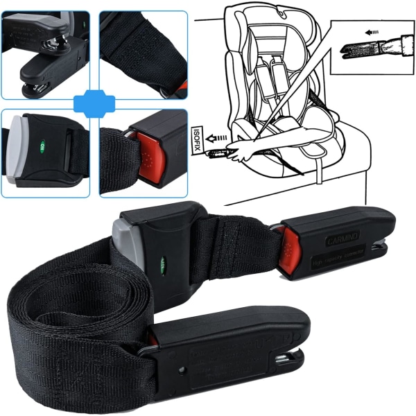För HYUNDRI-remmar Kompatibel med General Isofix Baby Seat Car Fixing-remmar med spärrgränssnitt 1Pack (svart)