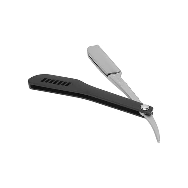 Foldbar skjeggklipper i rustfritt stål, manuell sikkerhetsklipper for menn uten blad, sølv