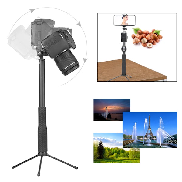 Actionkamera Handhållen Justerbar Selfie Stick Kamera Telefonklämma Stativ för Yi/GoPro