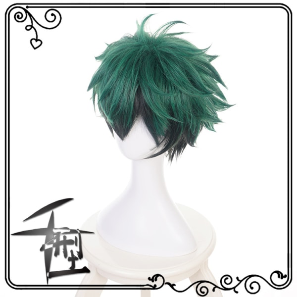 Wigs My Hero Academia Midoriya Idku grøn sort gradient cosplay paryk
