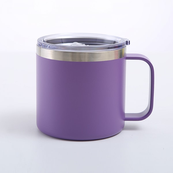 Kaffe Mugg, 12oz Kaffe Mugg Mjölk Mugg 304 Rostfritt Stål Foder för Familj Utomhus Camping (Lila)
