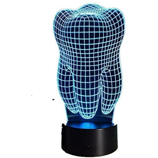 Tandformet 3D Illusion LED-bordlampe Natlys Nyhedsdesign Farverig Bordlampe Touch-lampe Gave til tandlæge