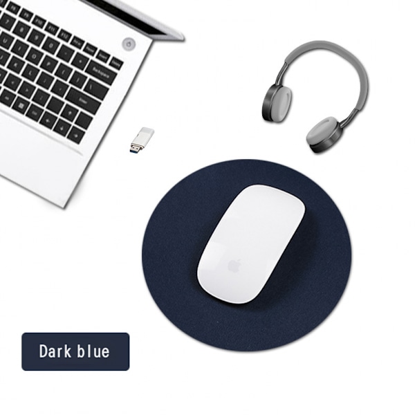 Skrivbordsunderlägg enkel rund musmatta spel läder liten musmatta vattenavvisande flicka liten fräsch (Mörkblå)