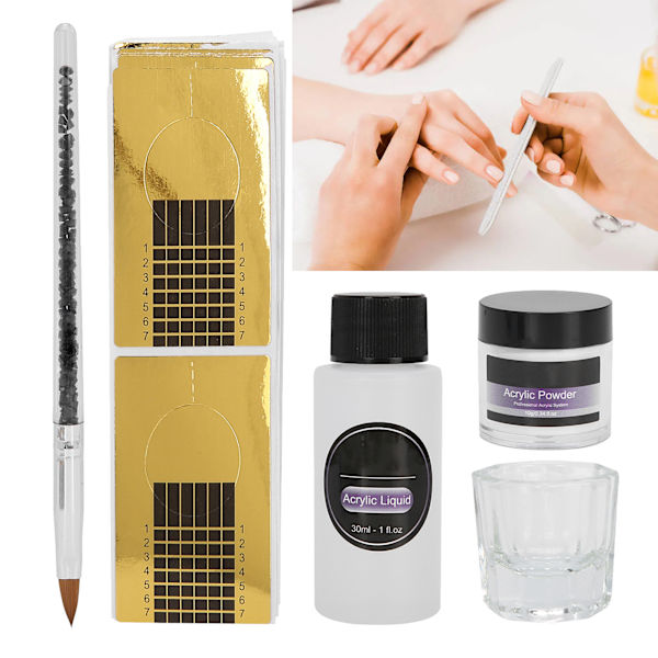 ROSALIND Kristallpulver Set Manikyr DIY Akryl Vätska Kopp Professionellt Nagelkonstverktyg Klar