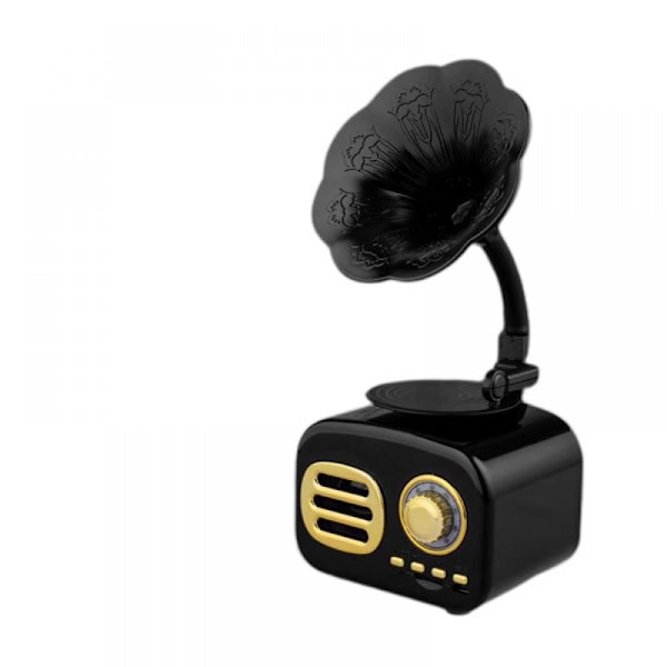 Retro Bluetooth-kompatibel högtalare Bärbar Mini Trådlös Grammofonspelare med TF-kortplats Bärbar laddning svart högtalare