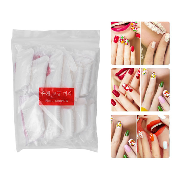 600 stk. Ballet Neglekunst Fuld Dækning Falske Negle Tips Manicure Kunstige Negle (Hvid)