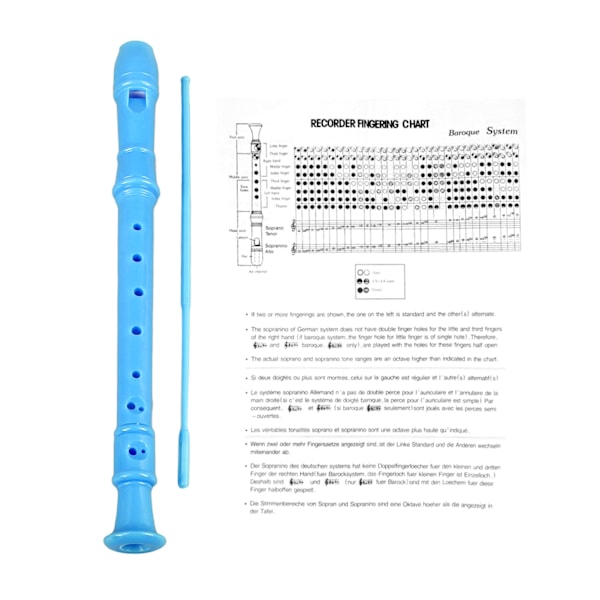 Sopranblokkfløyte Instrument 8 Hull Descant Diskant Fløyte ABS for Barn Studenter Klasserom Spilling Ytelse Blå