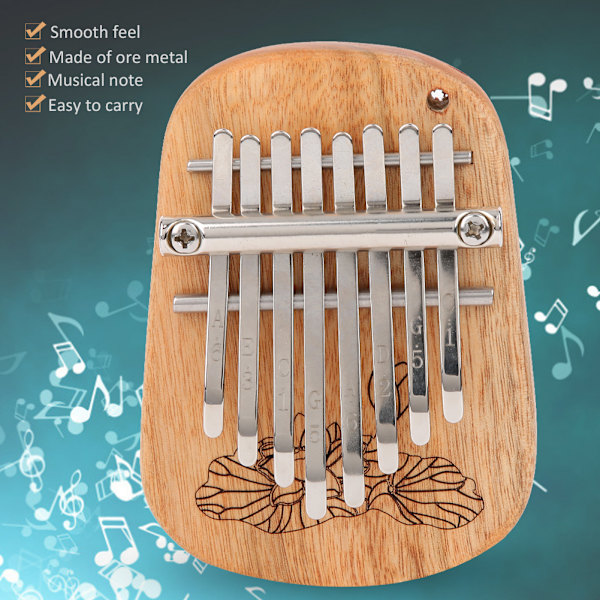 GECKO K&#8209;8CA Kalimba Tommelfingerklaver Percussion Instrument Kamfertræ 8&#8209;Nøgle Mini Hængende Hul