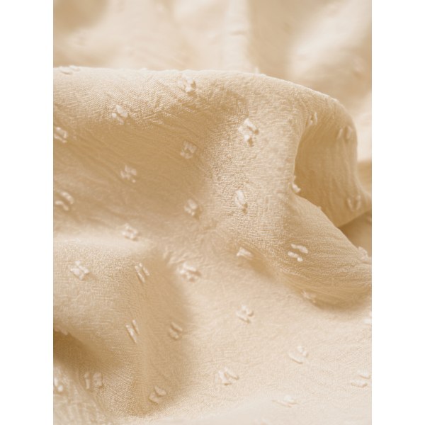 Kvinders Sommer Solid Farve Puff Korte Ærmer V-Hals Elastisk Talje Swing Ruffle A-Linje Midi Kjole (Aprikos S)