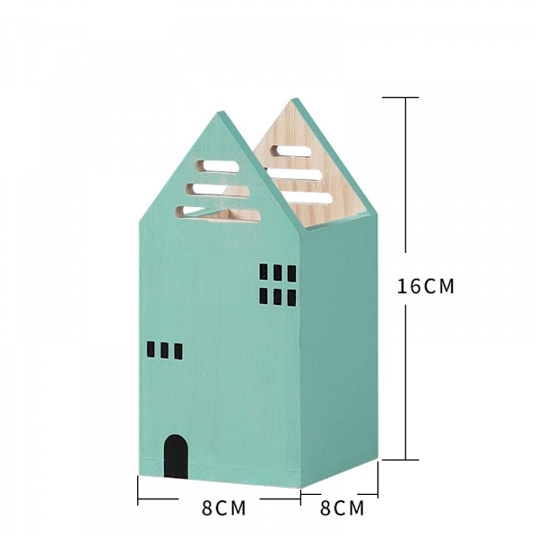 Kreativitet husform trä pennhållare Desktop Organizer Penna Container Brevpapper