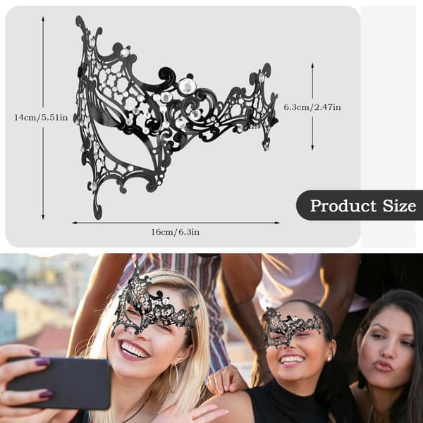 Spetsmask för vuxna, bekväm elastisk passform med mjukt material, perfekt för kostymfester Black