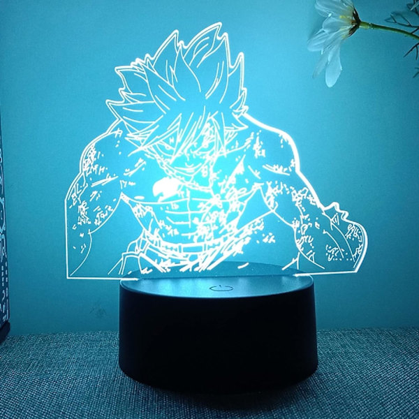 WJ Gray Fullbuster 3D LED-lampe til soveværelse Mange nattelys Anime-figur Værelsesindretning Gave 3D Illusion-lampe Goblins svans