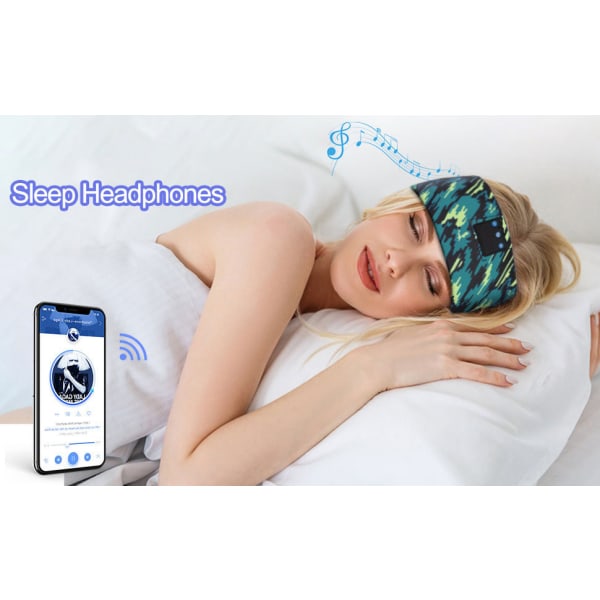Sömnhörlurar Bluetooth Sports Pannband, Ultratunna HD Stereohögtalare, Jogging, Yoga, Insomnia, Sidoslipers, Flygresor, Grön