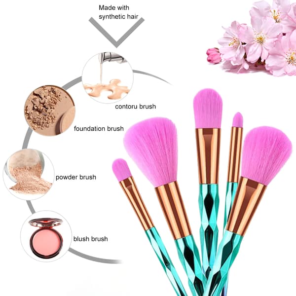 Luksuriøs lyserød gradient blå makeup børste blød kosmetisk børste sæt skønhedsværktøj