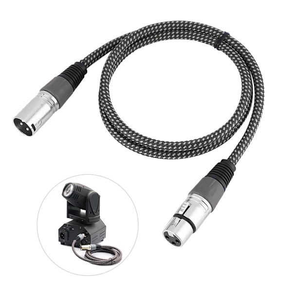 D-type flettet XLR-kabel Mikrofon MIC Audio-ledning Mixer-forbindelsesledning 1m (grå)