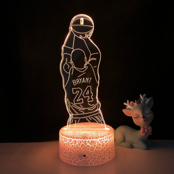 JUSTUP Basketball Player Night Light 3D Illusion LED-lampa med fjärrkontroll Bästa födelsedagen för sportälskare --- A3（Crack Seat）