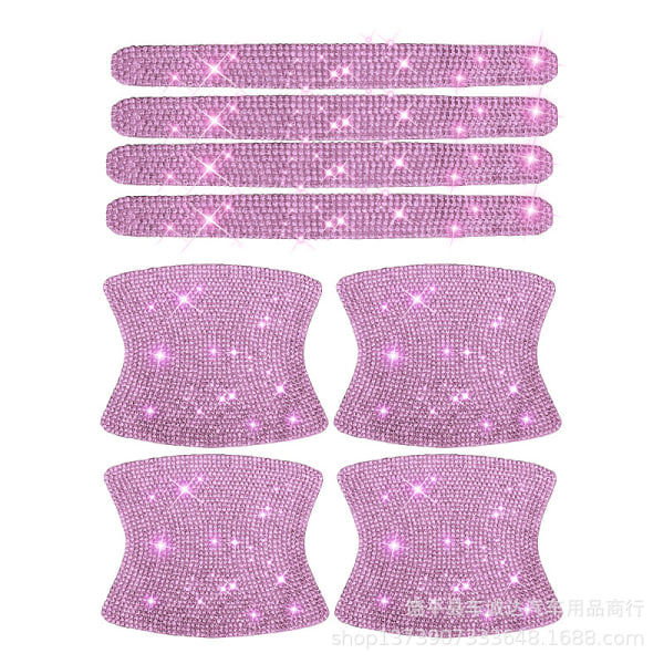8 st Rhinestone bildörrhandtagsdekaler, Universal Crystal Glitter Dörrhandtagsskyddande bildekaler, repsäkerhetsreflekterande, rosa