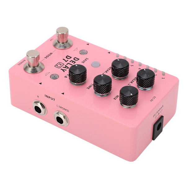 Stereo Delay-effekt Elektrisk Gitarr Singel Effektor Stöd Lagring med 14 Effekter 100‑240VUS-kontakt