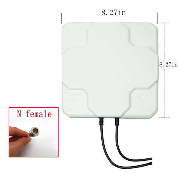18DBi Utendørs 4G LTE Antenne Høy Forsterkning 698-2690MHz Ekstern Antenne Dual SMA Hann for Trådløs Ruter Signal Repeater(Hvit)