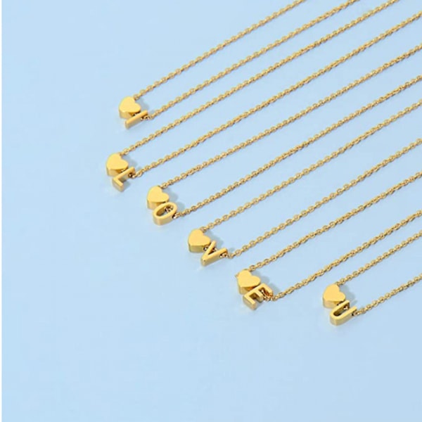 Hjertebokstav Halskjede Rustfritt Stål Tiny Hjertebokstav Halskjede Monogram for Kvinner Jenter --- R