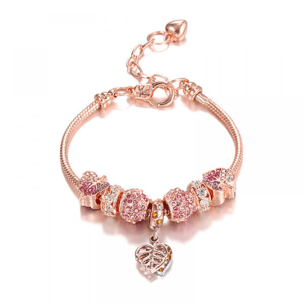 Fallen Leaves Armband-Lövhänge Smycken för kvinnor och tjejer-Rose Gold Beaded Armband med en omkrets på 20cm, en present till familj eller vänner