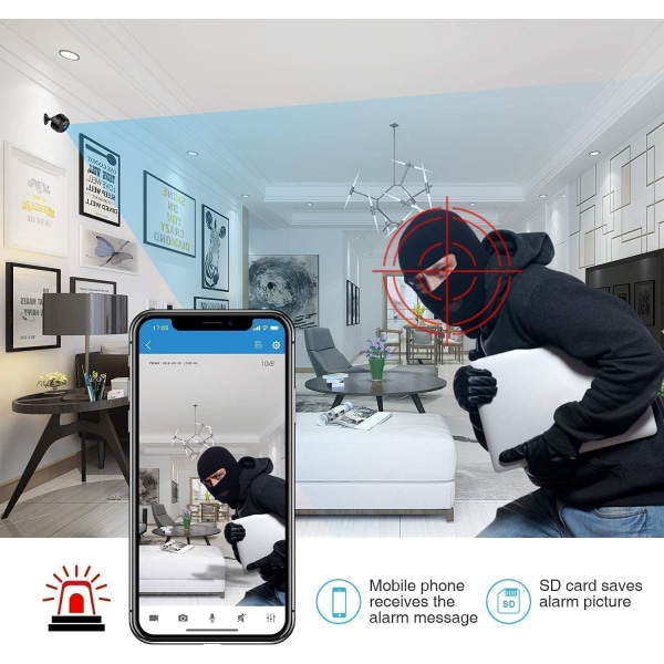 [2022 Uppgraderad] Telefon APP - 1080P HD WiFi Mini Säkerhetskamera, Inomhus Utomhus WiFi Kamera med Video Rörelsedetektering