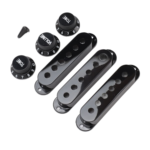 Gitarr pickup-kåpa ratt set 6 hål enkel spole 2 ton 1 volym switch spets ersättningsdelar för Fender svart