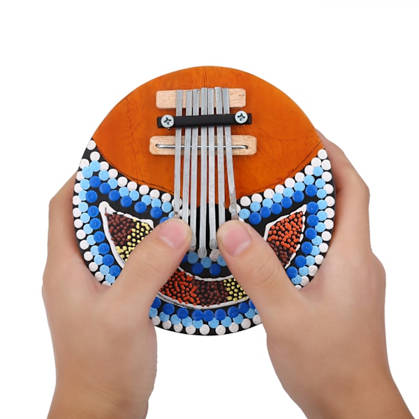 7 Tangenter Stembar Mbira i Kokosnøddeskal - Bærbar Tommelfingerklaver Musikinstrument