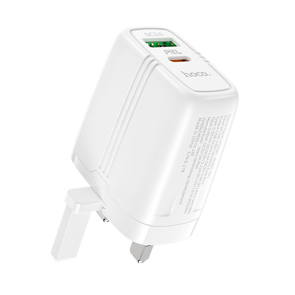 hoco. NK1 Zhanyou dobbelport PD20W+QC3.0 lader ny britisk standard 18W hurtigladinghode