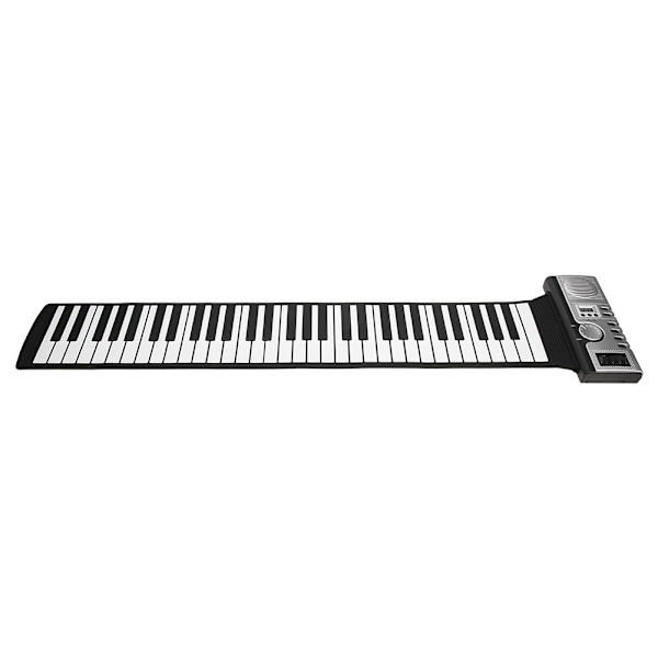 Blød silikone keyboard klaverrulle foldbar bærbar 61-tasters sort hvid med højttaler
