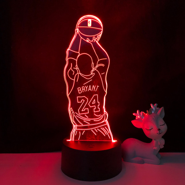 Qinwei Basketball Player Night Light  3D Illusion LED  Lampe med fjernkontroll Beste bursdagsgave for sportsentusiaster --- A3（Svart sete）