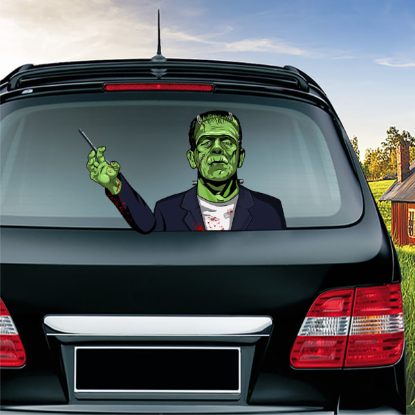 (1 förpackning) Halloween torkarblad klistermärke avtagbar bil vindruta klistermärke bil klistermärke dekoration (Frankenstein torkarblad xmyg-247)
