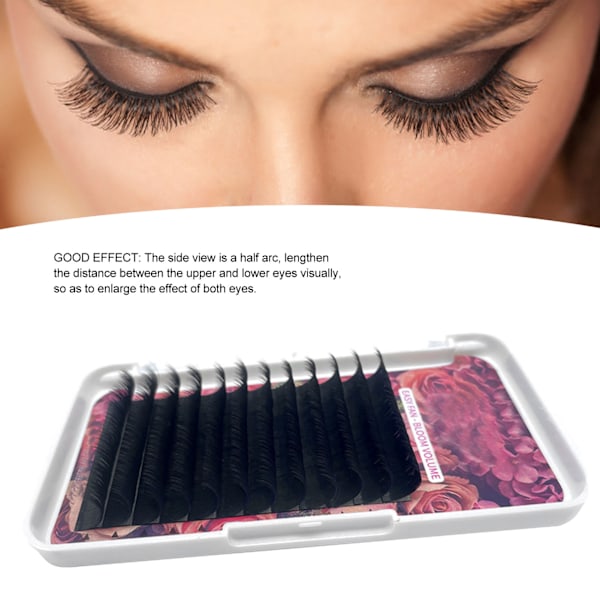 D Curl Planting False Lashes Black Grafting Eyelashes för daglig smink Cosplay Performance 0,05 D 14mm / 0,55in