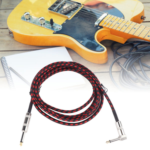 Gitarr Instrument Kabel Brusfri Rät Vinkel till Rak Audio Interconnect Sladd för Elektrisk Mandolin Bas 6M