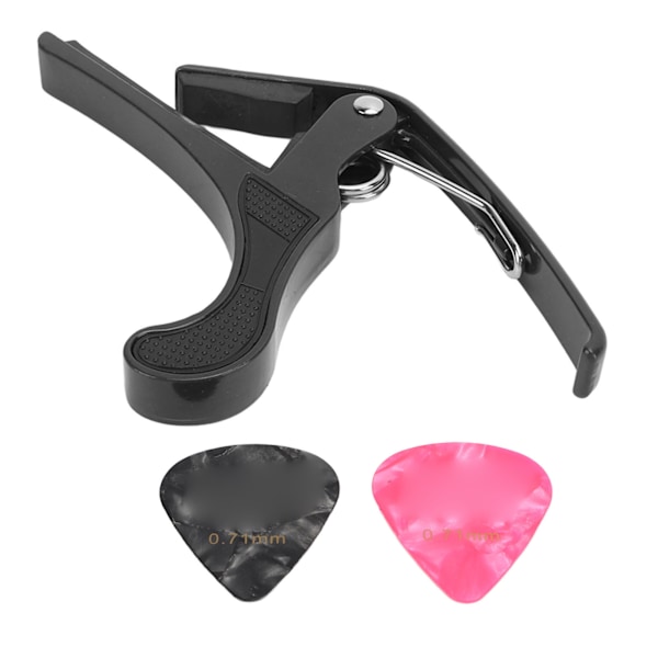 Gitarr Capo Alloy Snabbkoppling Elektrisk Gitarr Capo Set med 2PCS Gitarrplektrum för Banjo Mandolin Svart
