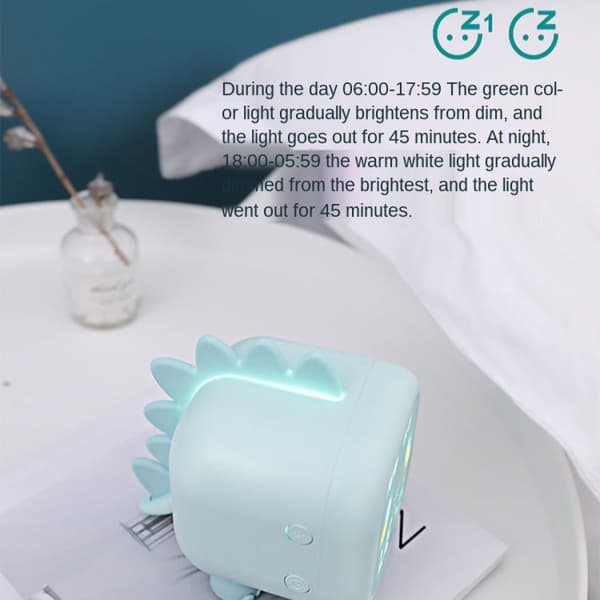 LED-väckarklocka, liten dinosauriebordsväckarklocka röstutrop USB-väckarklocka för småbarn, barn, studenter