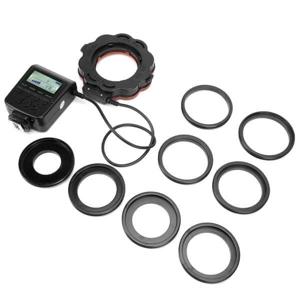 Kameraobjektiv LED-lampe ringblitslys med 40,5/52/55/58/62/67/72/77 mm adapterring