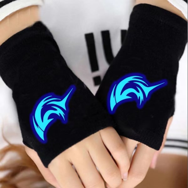 Vinterhandskar, lysande anime, handskar i ett stycke, män och kvinnor, värme, ridhandskar med halvfinger, Luffy, läckande fingrar（3）
