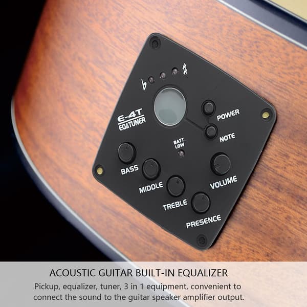 E-4T 4-bånds EQ Equalizer Pickup Tuner til akustisk guitar Musikinstrument Tilbehørssæt