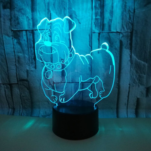 JUSTUP 3D Ny Eksotisk Hund Nattlys Touch Bord Desk Optisk Illusjon Lamper 7 Farge Skiftende Lys Hjemmedekorasjon  Bursdagsgave （Stil K）
