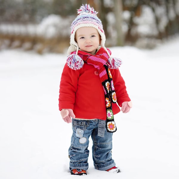 Vinterhansker for barn - Strikket, magiske, fullfingerhansker - Elastiske, varme, fleecefôrede, myke hansker for baby, småbarn, gutter og jenter (1-3 år)