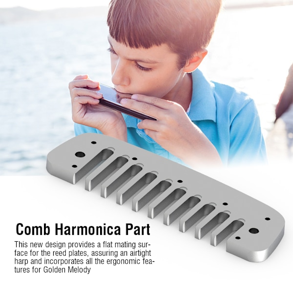 Aluminiumlegering Blues Kam Harmonika Del for Hohner Golden Melody (Sølv)